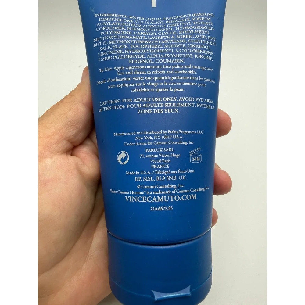 Vince Camuto Homme After Shave Balm 5 fl oz 150 ml Blue Tube Mens Fragrance